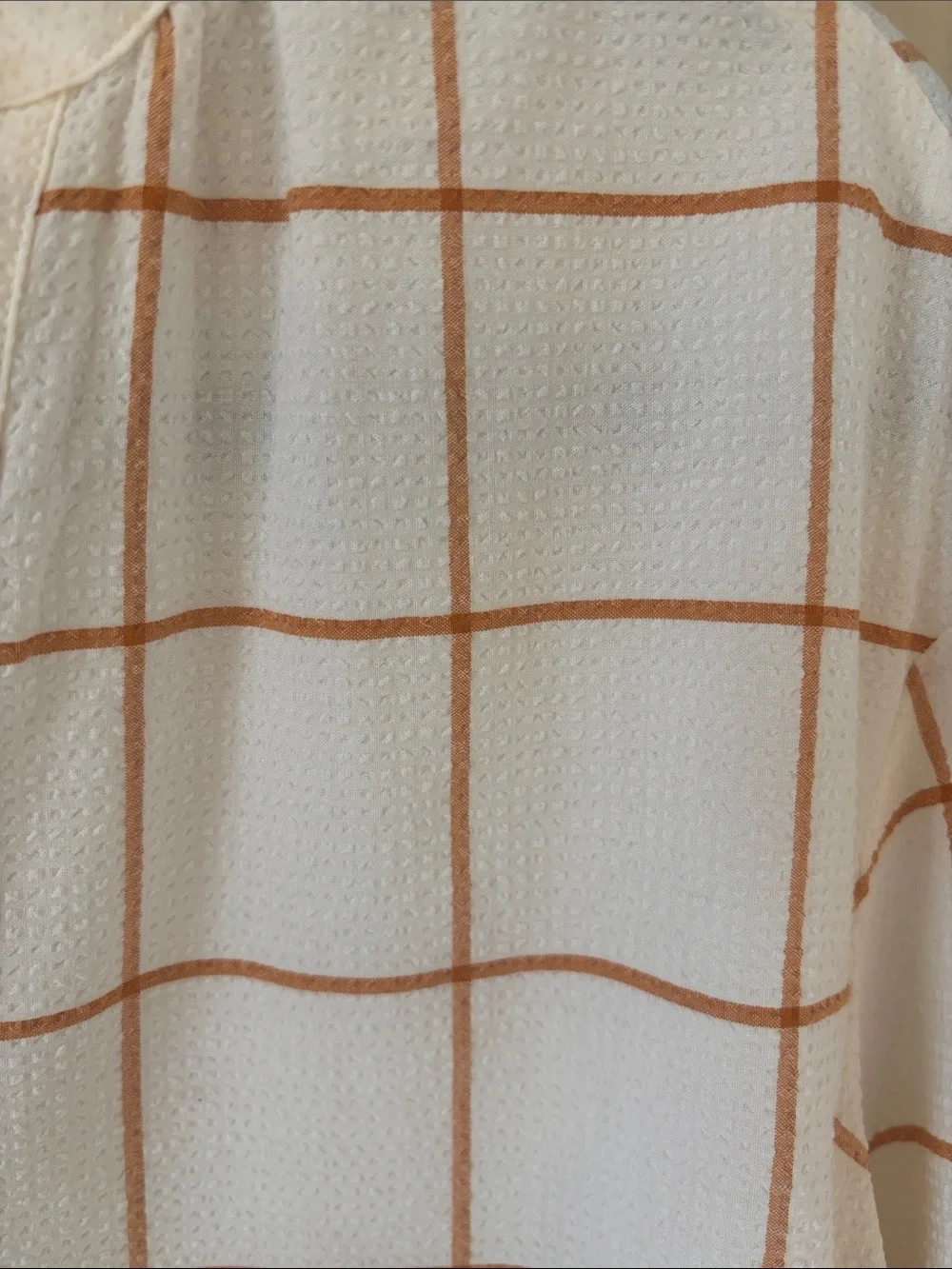 Windowpanes Grid Split-Neck Blouse